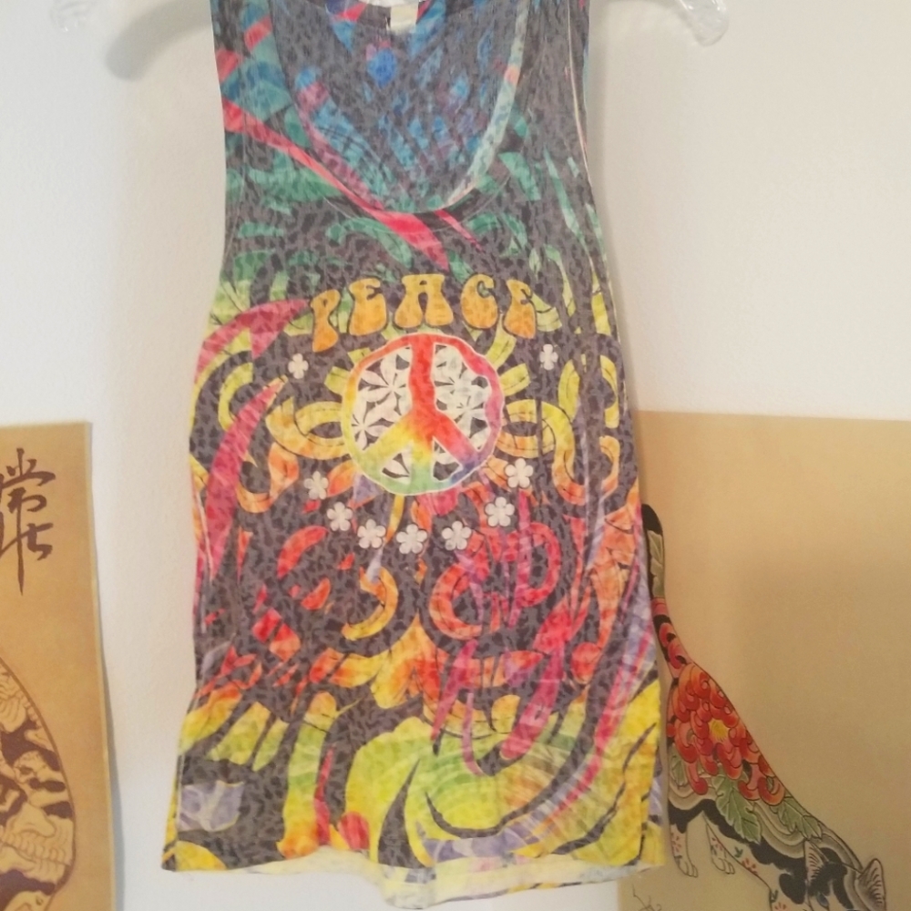 Fun Hippie Peace Burnout Tank
